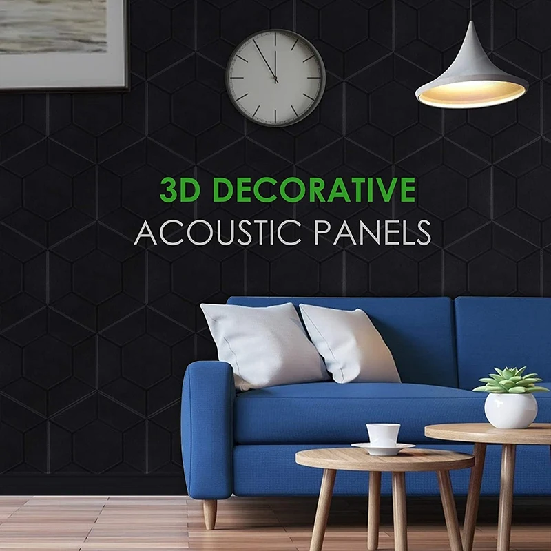 12 Pack Acoustic Panels,Hexagon Acoustic Panels,Soundproof Padding Beveled Edge Sound Dampening Panel For Home & Offices