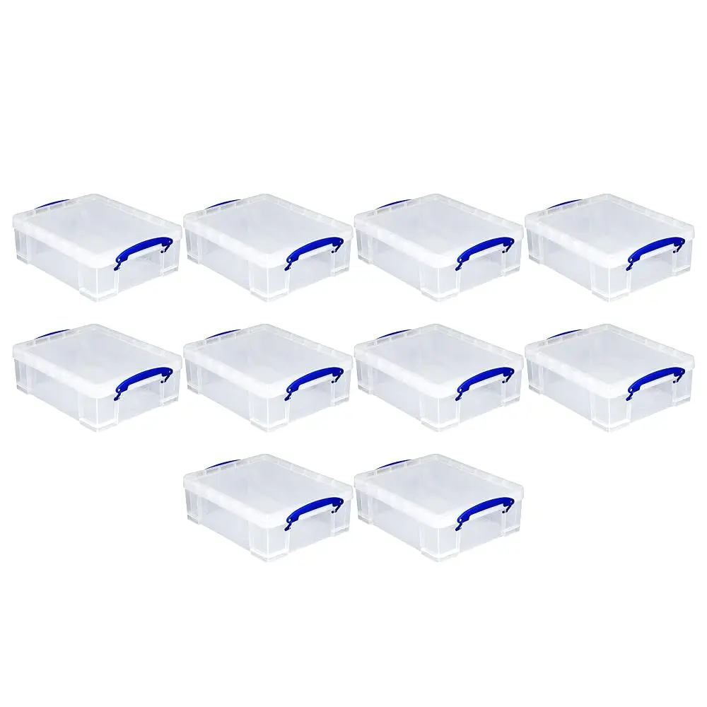 

Stackable 8.1L Plastic Storage Container Bin With Snap Lid & Built-In Clip Lo Handles For Home & Office Organization (10
