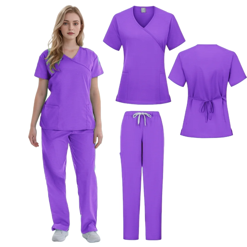 Ensembles d'uniformes d'infirmière pour femmes, uniforme de spa en rayonne IQUE dex, chemisier médical, gIslande imbibé