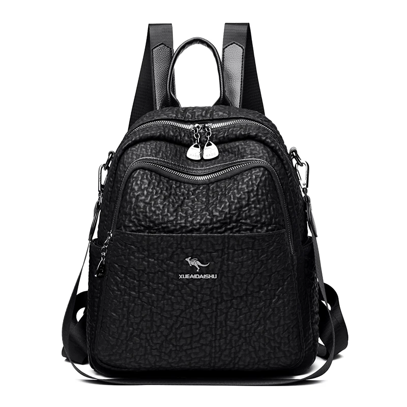 

Women 's Backpack PU Shoulder High-Capacity Ladies 2024 Year Women's Bags School Travel Bag Fashion For Black One Shoulder