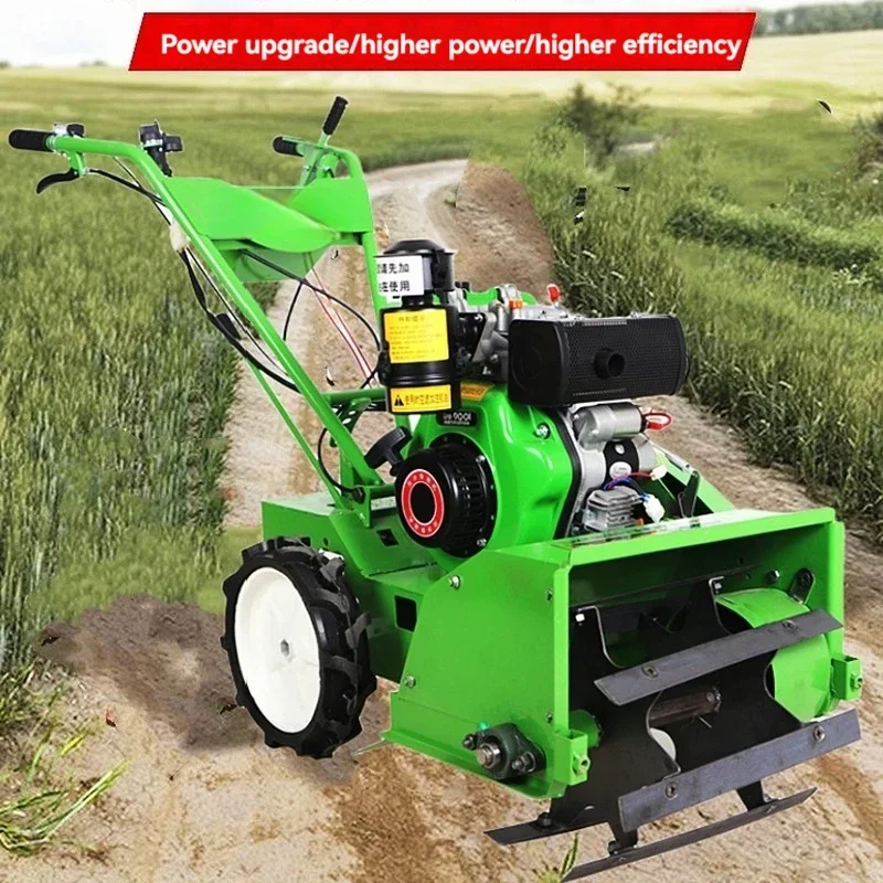 Compact Weeder and Tiller – Small Home-Use Rotary Tiller and Soil Turner for Hard Ground – 4WD Diesel Soil Cultivator