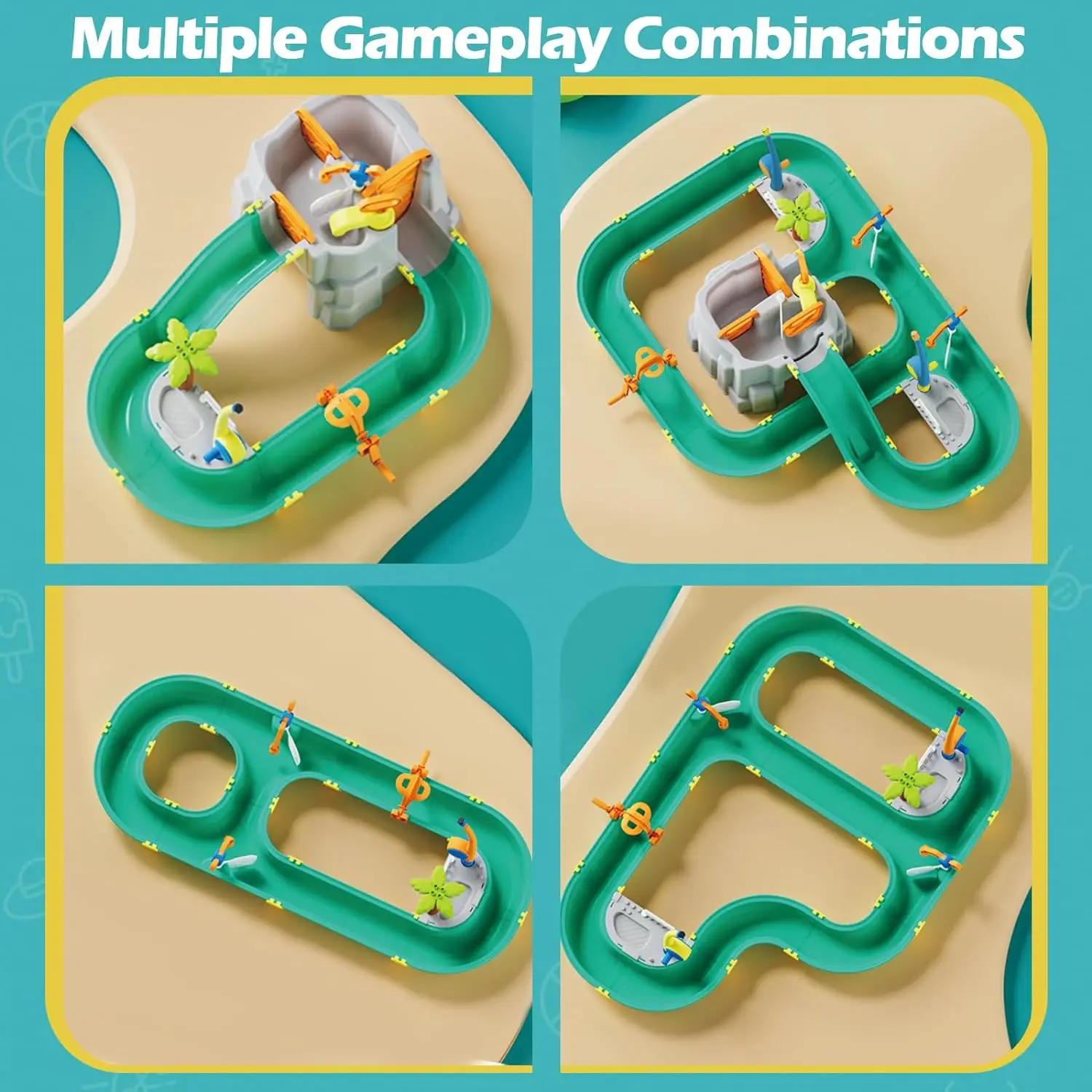 Water Table for Toddlers Water Park Toy on Floors, Table, Lawn, or Beach Water Outdoor Playset for Kids in Summer Indoor