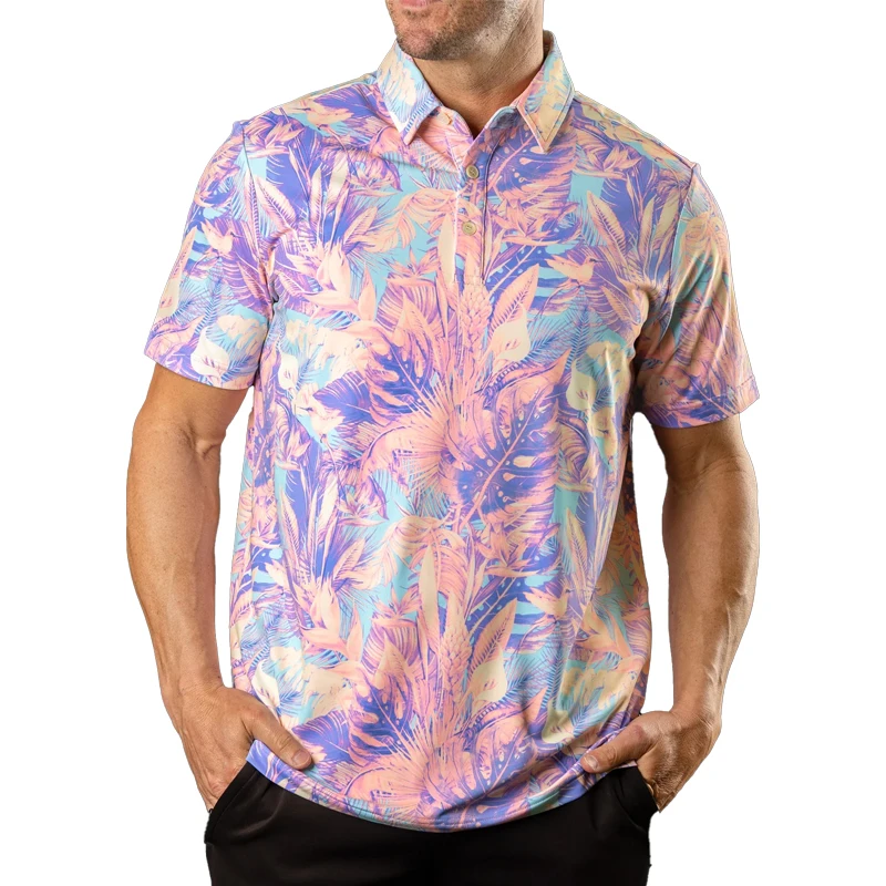 

Xia Golf Apparel Men's Printed High-Quality Short-Sleeve T-Shirt Quick-Dry Breathable Outdoor Sports Polo Shirt Top