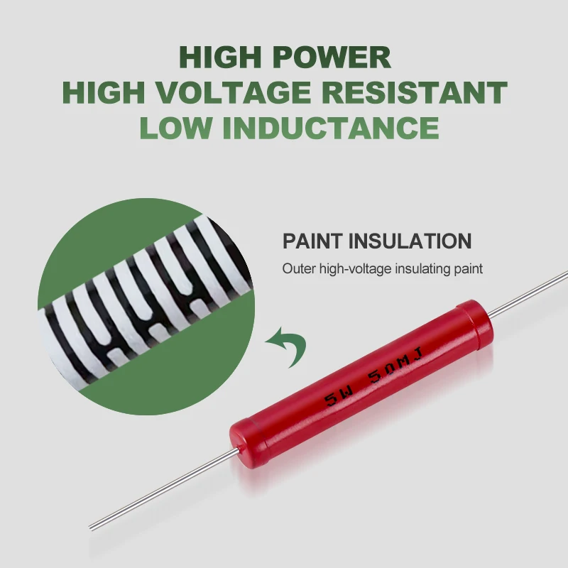 Ri80 Dahongpao Glass Glaze Resistor 2W3W5W10W Electronic Component Ceramic Insulated High-Frequency Non-Inductive High-Voltage Resistor 10K, 50K, 100K, 200K, 1m, 5m Ohm image 2