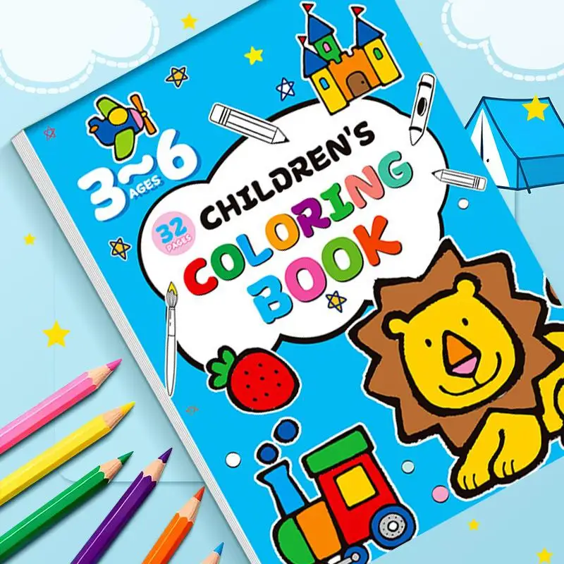 32 Pages Portable Graffiti Coloring Book Art Drawing Cognition Training Notebook for Kids Painting Practice Gift