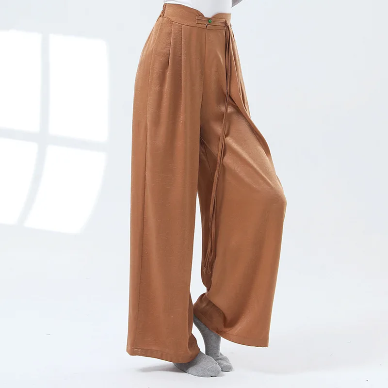 Flowy Culottes Wide Leg Skirt Trousers Classical National Modern Dance Practice Pants With Long Belt Ballet Body Rhyme Outfit