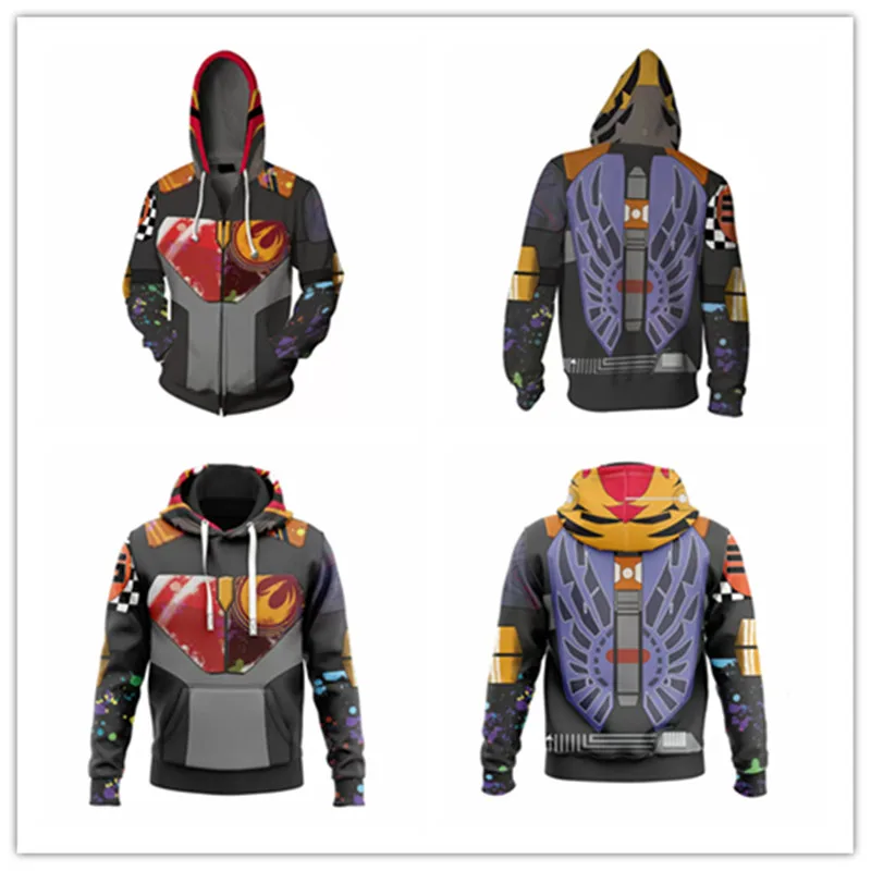 

Sabine Wren Cosplay Hoodie 3D Printed Hooded Sweatshirt Men Women Casual Zip Up Jacket Coat Streetwear Pullover