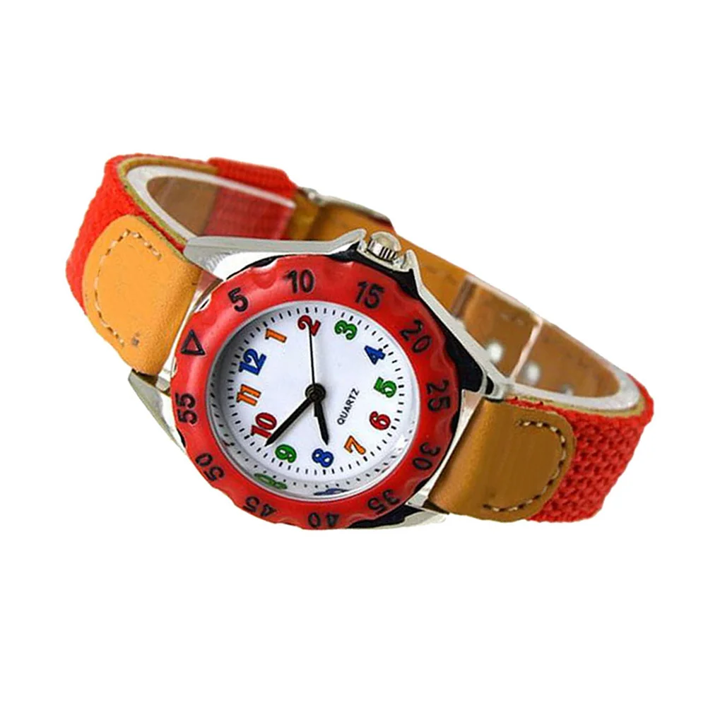 

Cartoon Students Watch Red Nylon Strap Kids Quartz Wristwatch For Children Girls Boys Gift Cute Animal Design Timepiece