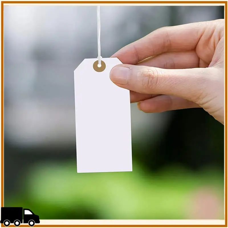 A35M-Large Reinforcing Hole Paper Tag With String Attached,800 Pcs Paper Hanging Tags With Elastic Rope Attached