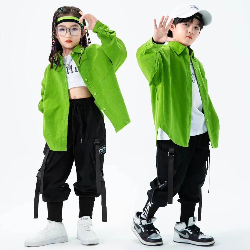 Kid Kpop Outfits Hip Hop Clothing Oversize Shirt Streetwear Jogger Sweat Harem Pants for Girl Boy Jazz Dance Costume Clothes