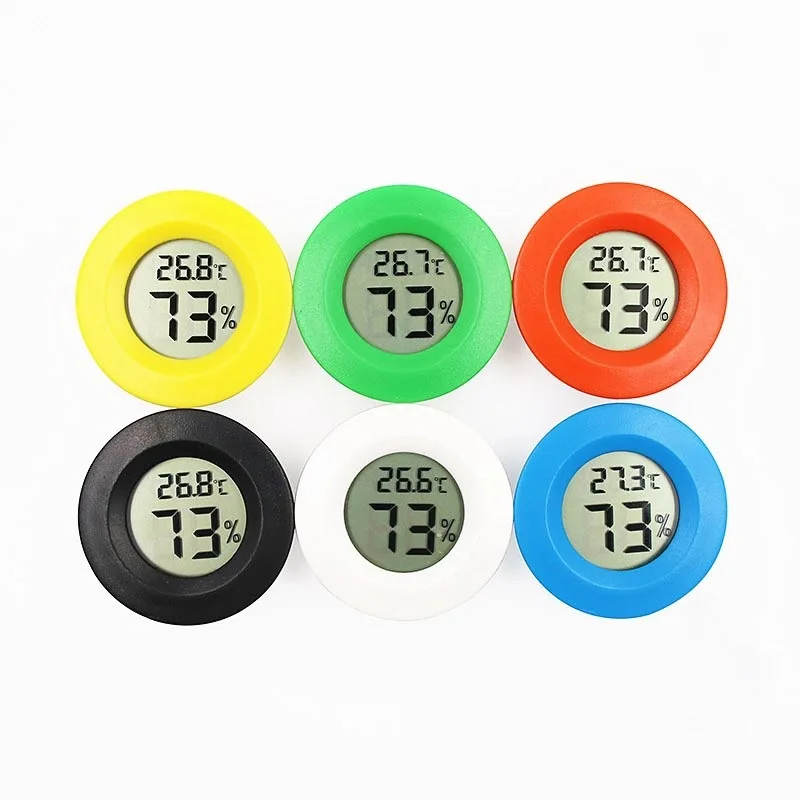 4pcs Mini Hygrometer Thermometer Fahrenheit or Celsius Meter Digital LCD Monitor Indoor Room Round Humidity Temperature Gauge