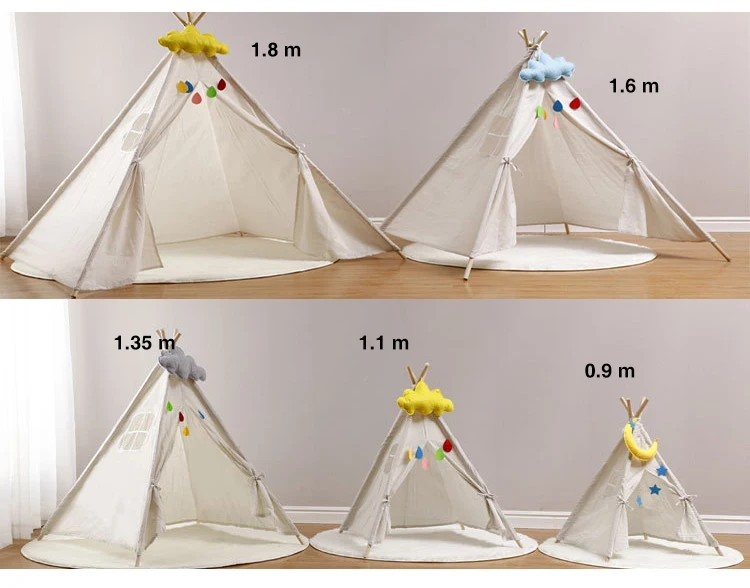 Foldable Indoor Sleepover Kids Teepee Tent With Canvas Tipi Teepee Tent For Kids