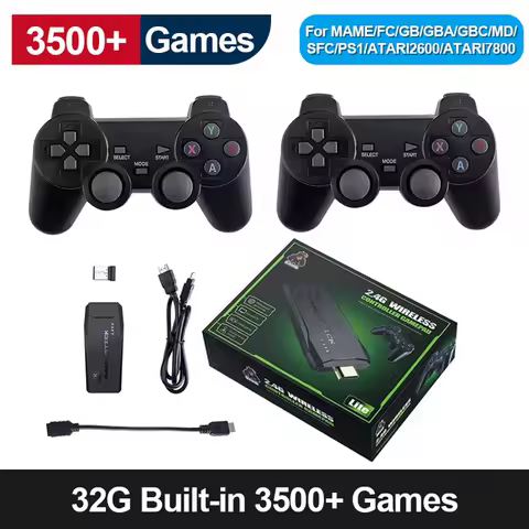 M8 Video Game Console 2.4G Double Wireless Controller Game Stick 4K 10000 games 64GB Retro games For PS1/GBA Dropshipping