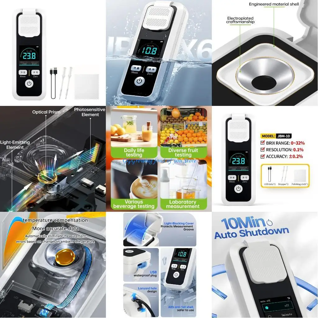 

H9EB High Accuracy Sugar Refractometer For Accurate Sugar Concentration Testing In Juices And Alcoholic Solution Tool