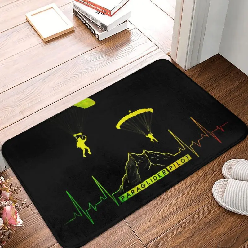 Custom Heartbeat Paraglider Pilot Doormat Anti-Slip Entrance Kitchen Bathroom Floor Door Mat Toilet Rug Carpet Footpad