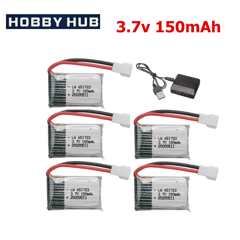 H8Mini 3.7v 150mah 651723 Lipo Battery and Charger For H2 H8 H48 U207 RC Quadcopter Drone Spare parts