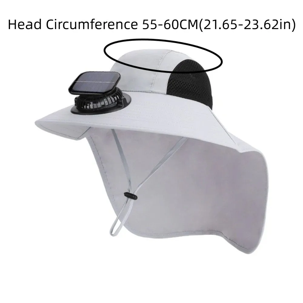 New Breathable Solar Fan Cap Adjustable Cooling Wide-Brimmed Hat Shawl Attached Lightweight Outdoor UV-Protection Hat Hiking view 6
