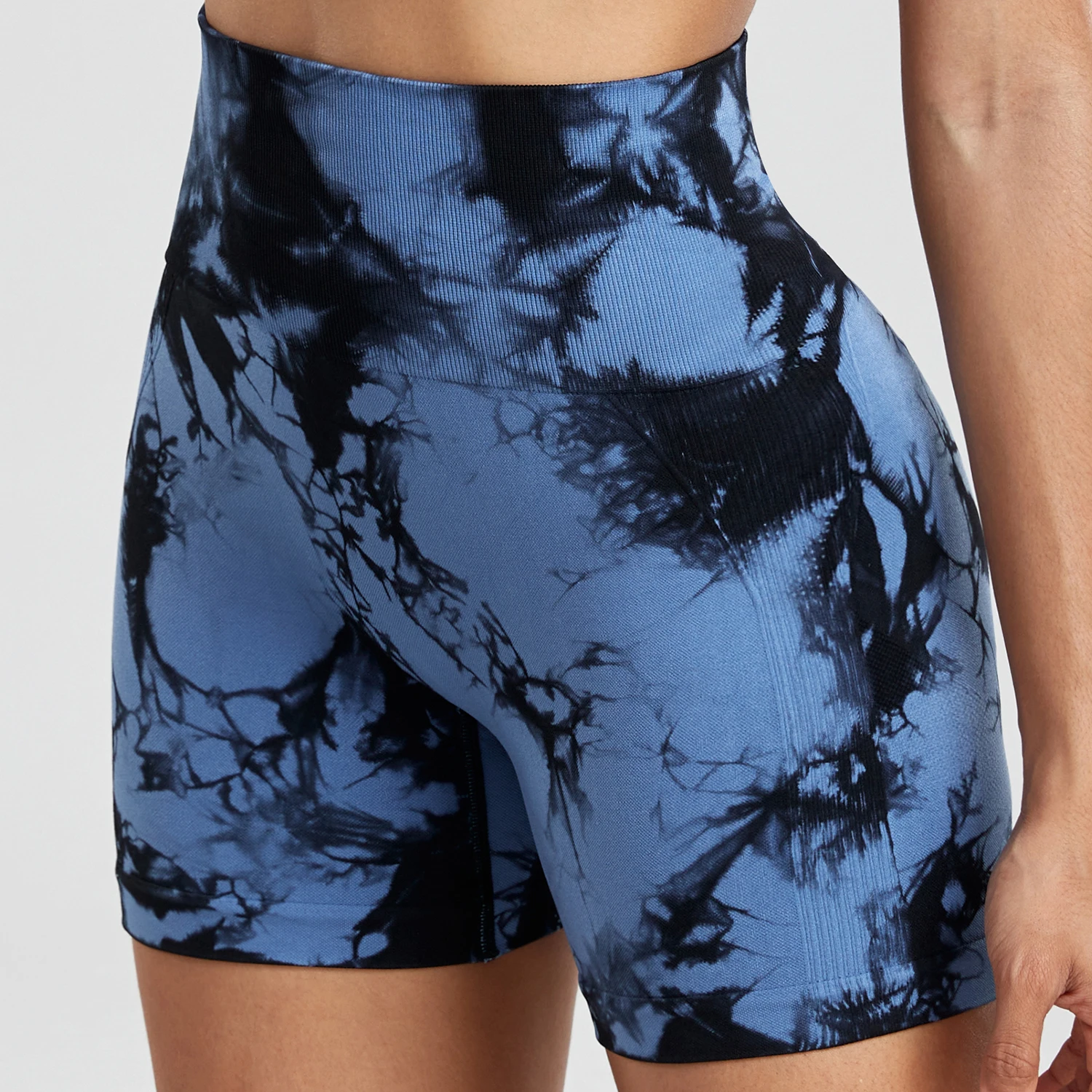 Tie Dye szorty na lato kobieta Fitness bez szwu wysoka talia spodenki sportowe bieganie na świeżym powietrzu spodenki w rozmiarze Skinny odzież