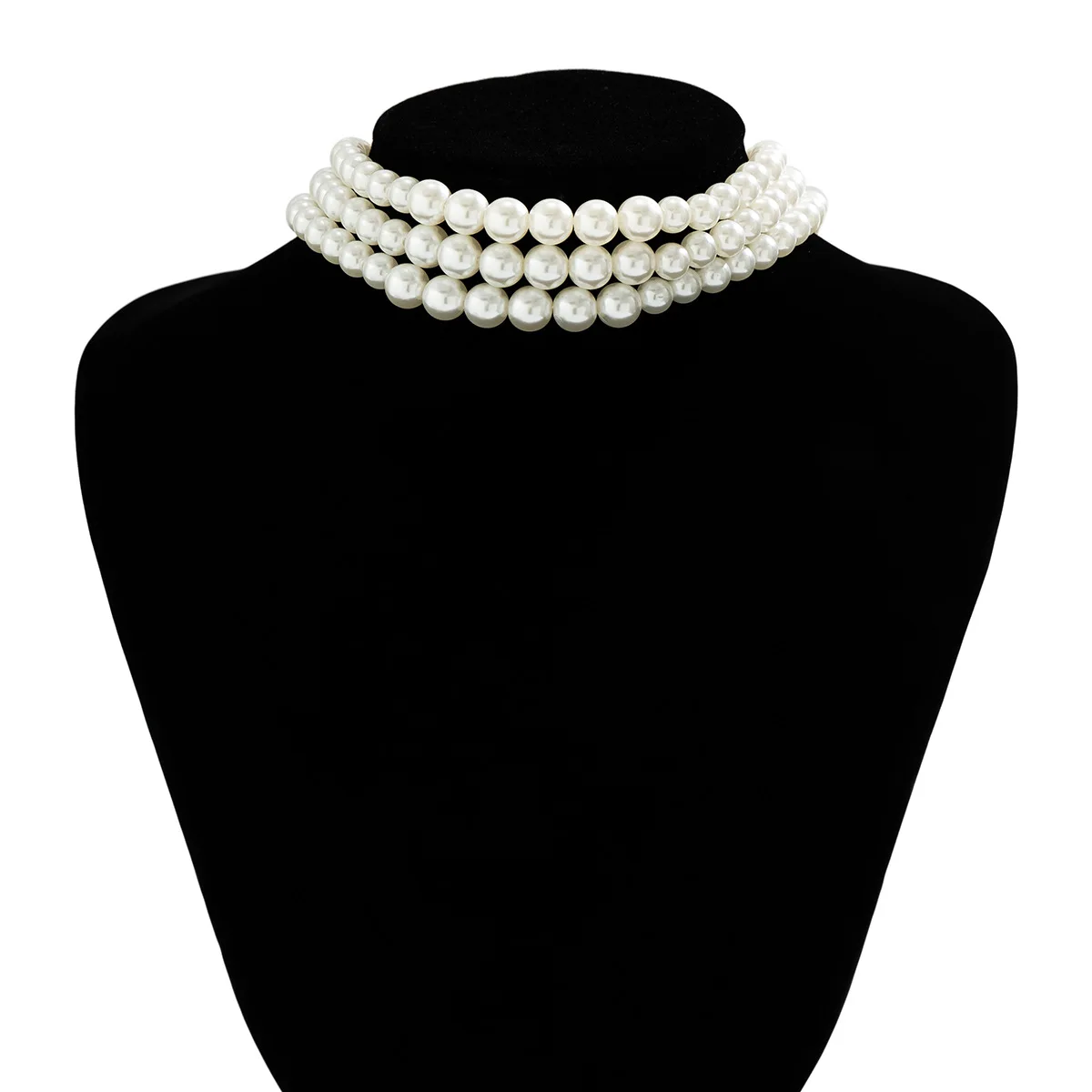 Women Elegant Jewelry Accessories Party Gift Imitation Pearl Multi-Layer Choker Necklace