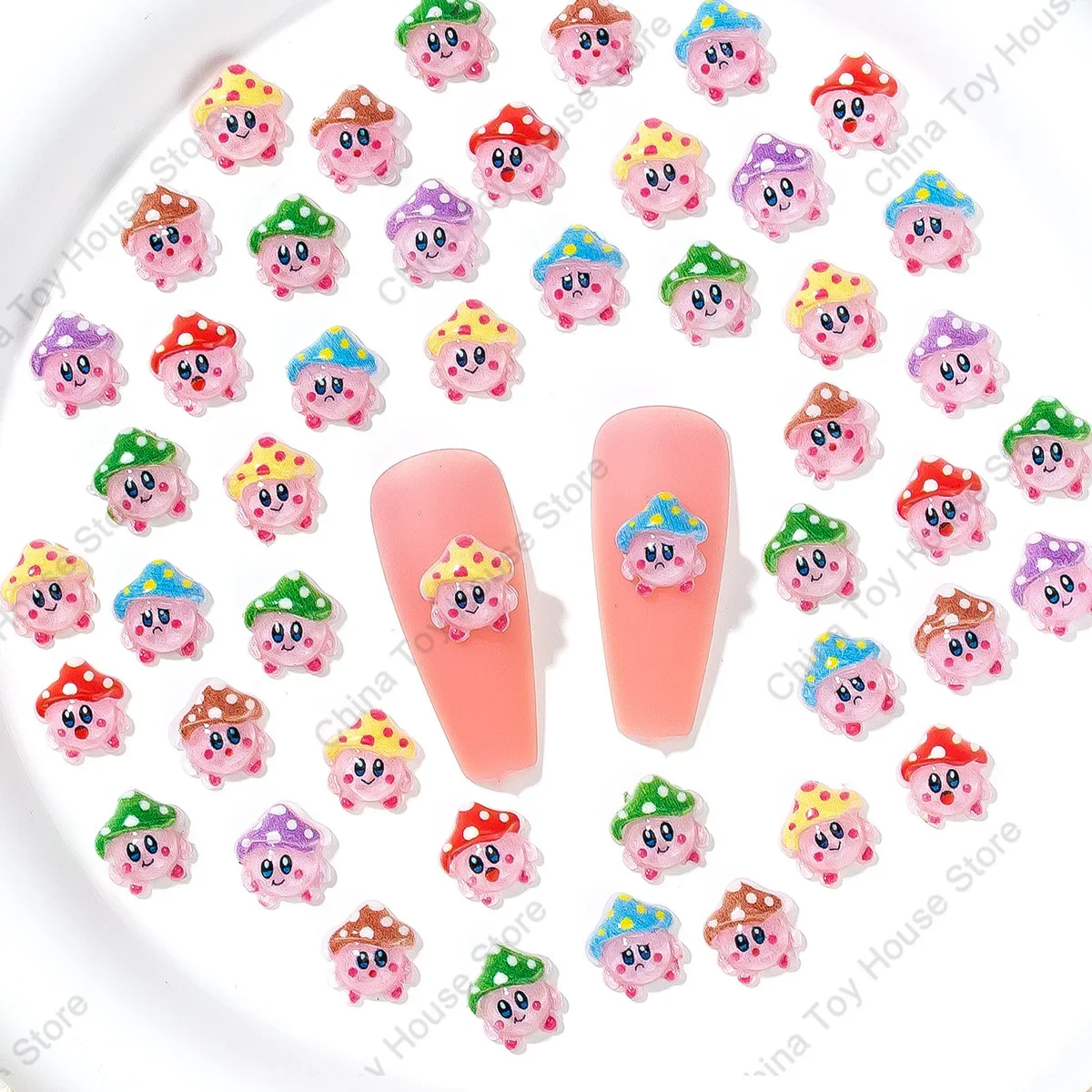 20PCS Kawaii Kirby Nail Patches DIY Resin Nail Jewelry Accessories Cartoon Nail Sticker Decoration Ornament Manicure Girls Gift