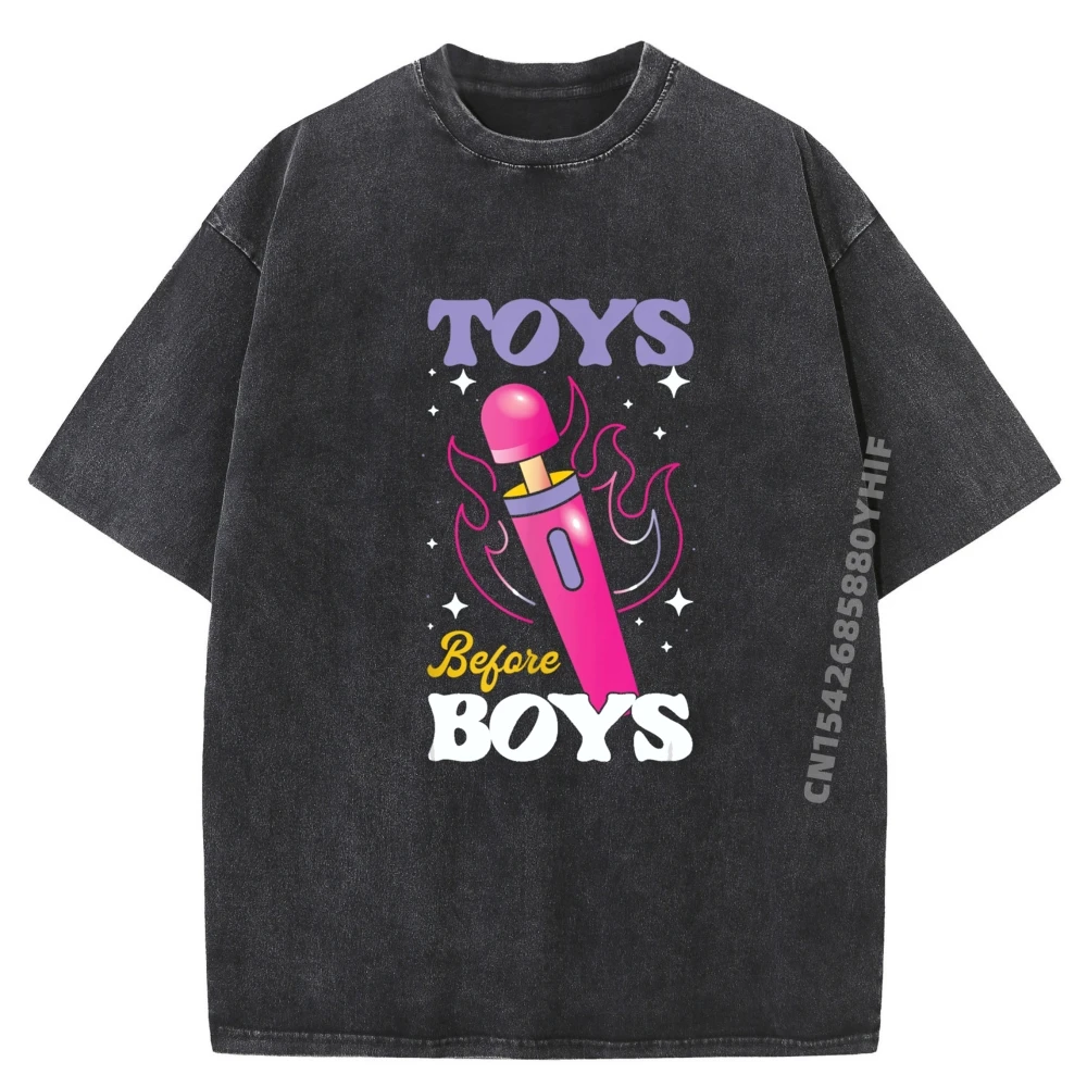 

Funny Toy in Front of Boys Humour For Adults Graphic T Shirts Man Clothes Slogan Washed Tshirt For Men