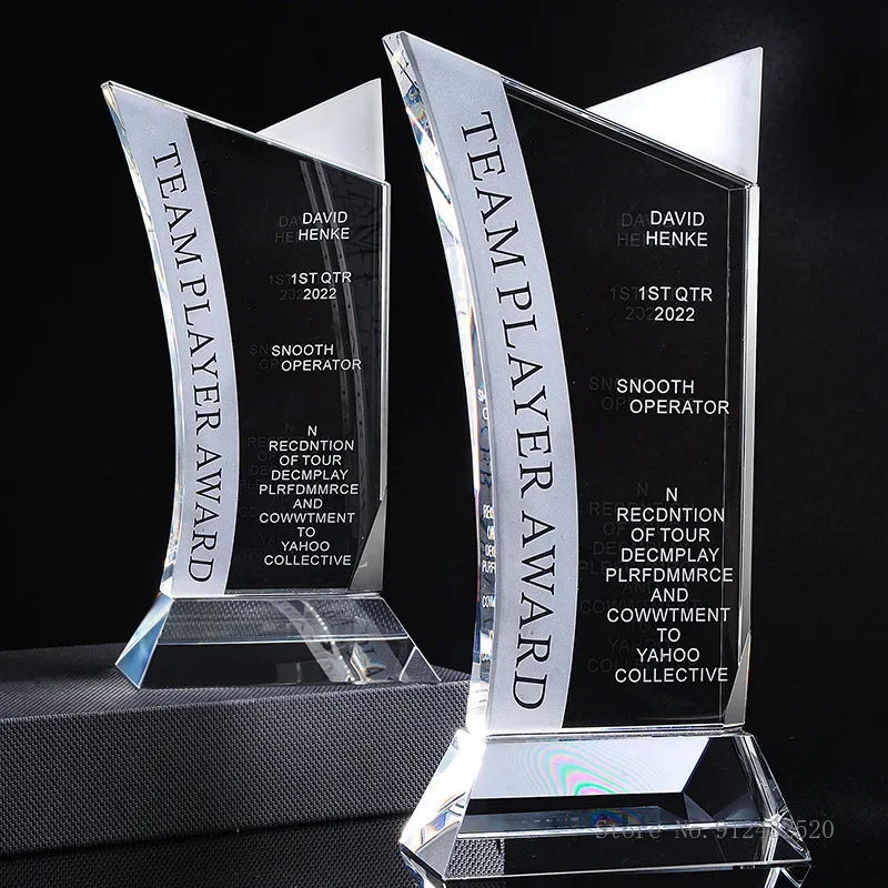 Customized High-End Art Crystal Trophy Customized Souvenir Lettering Flag, Award, Rewards, Staff, Home Decoration, Creative, 1Pc