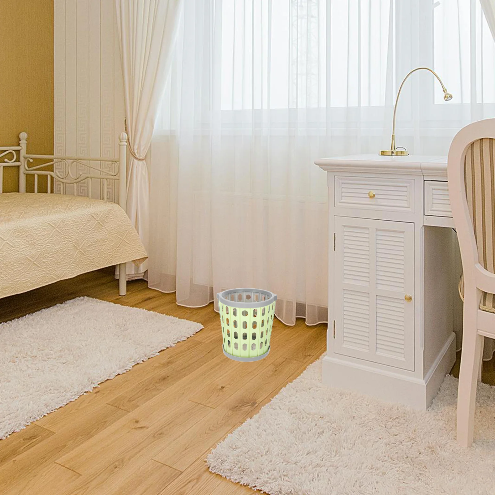 

1 set Folding Trash Can For Bedroom Bathroom Office Foldable Garbage Bin Plastic Household Waste Container Large Opening Sturdy