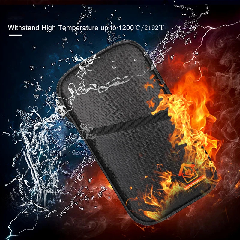 

Fireproof Passport Storage Bag RFID Blocking Material Holder Passport Pouch Waterproof Document Cash Jewelry Organizer Bag