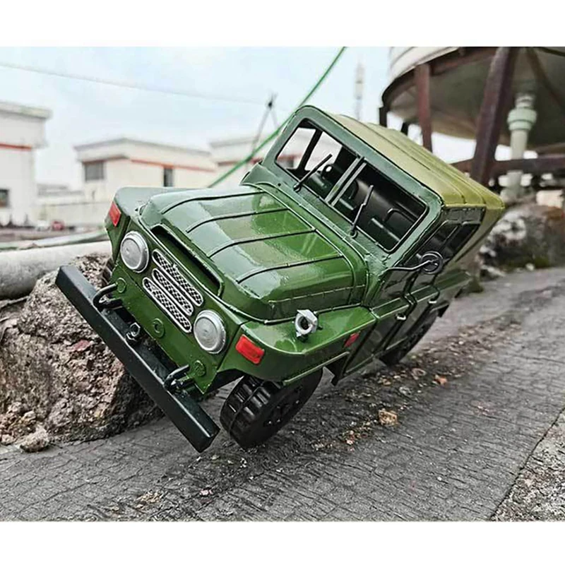 For Jeep Off-Road Car Model Handmade Wrought Iron Truck Retro Car Decoration Props Decoration Collection Boy's Gift