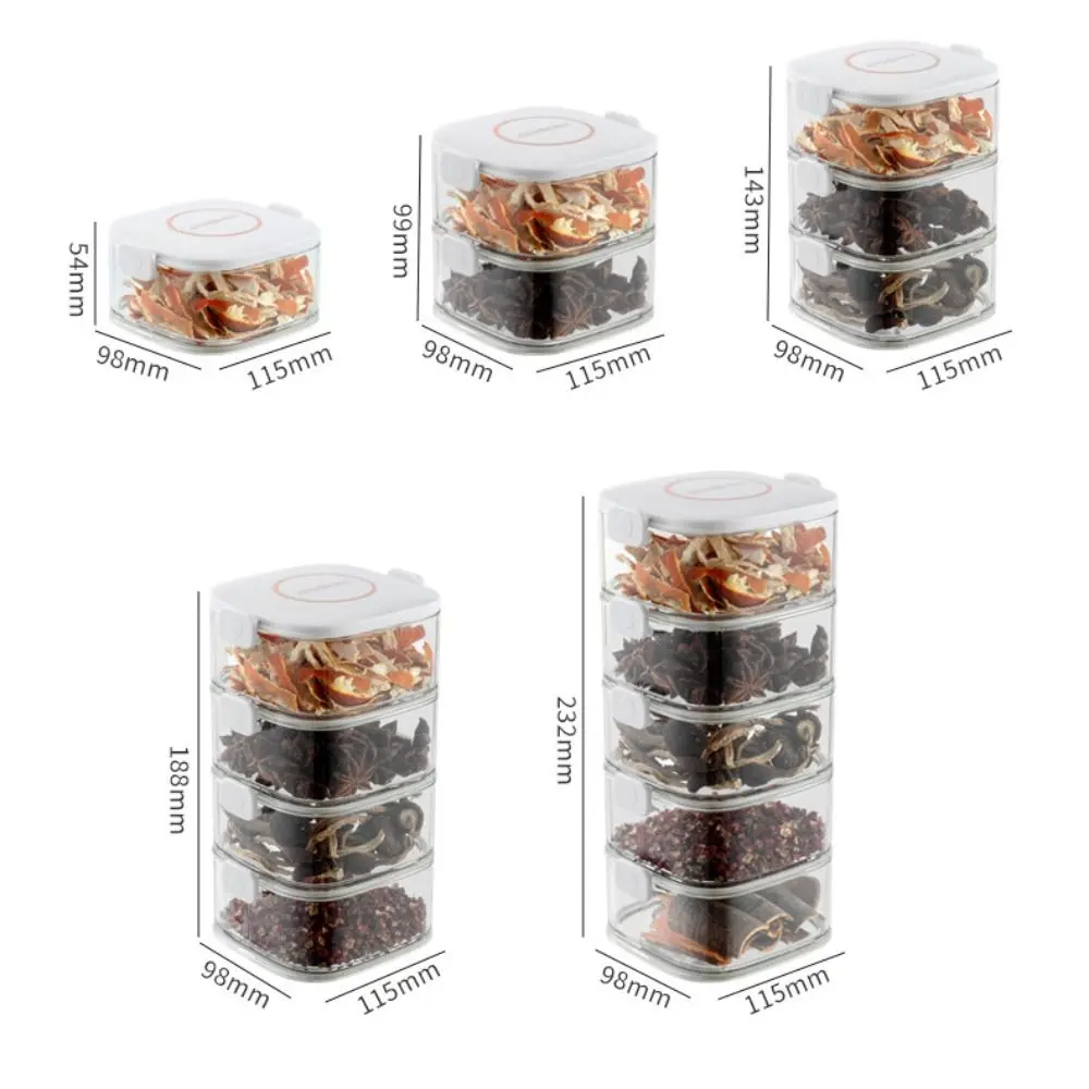 High Quality Clear Kitchen Seasoning Organizer Stackable Fresh-keeping Seasoning Box Space-saving Plastic Condiment Jars