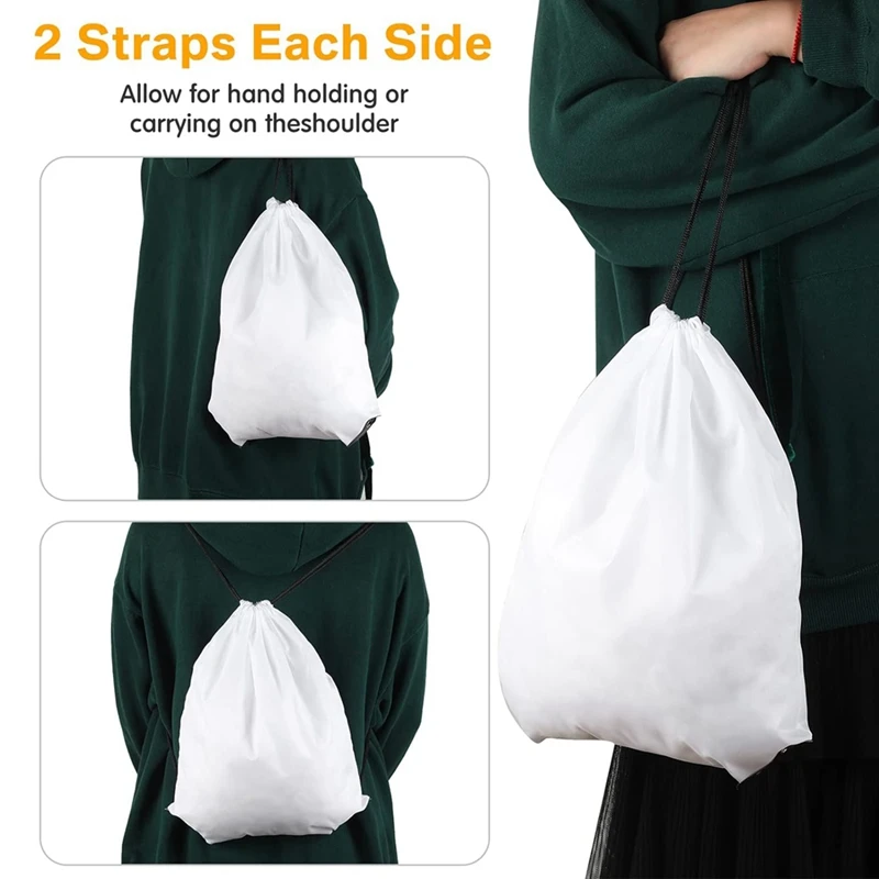 30 PCS Blank Sublimation Drawstring Bags White Oxford Cloth Reusable Cinch Bag Sackpack