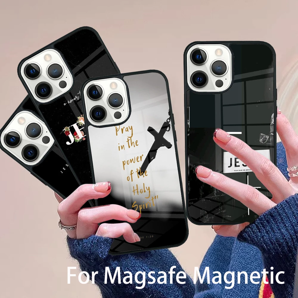 

God Jesus Christ Christian Phone Case Magesafe Magnetic Wireless Charge Cover For IPhone 16 11 12 13 14 15 Pro Max Plus Mini