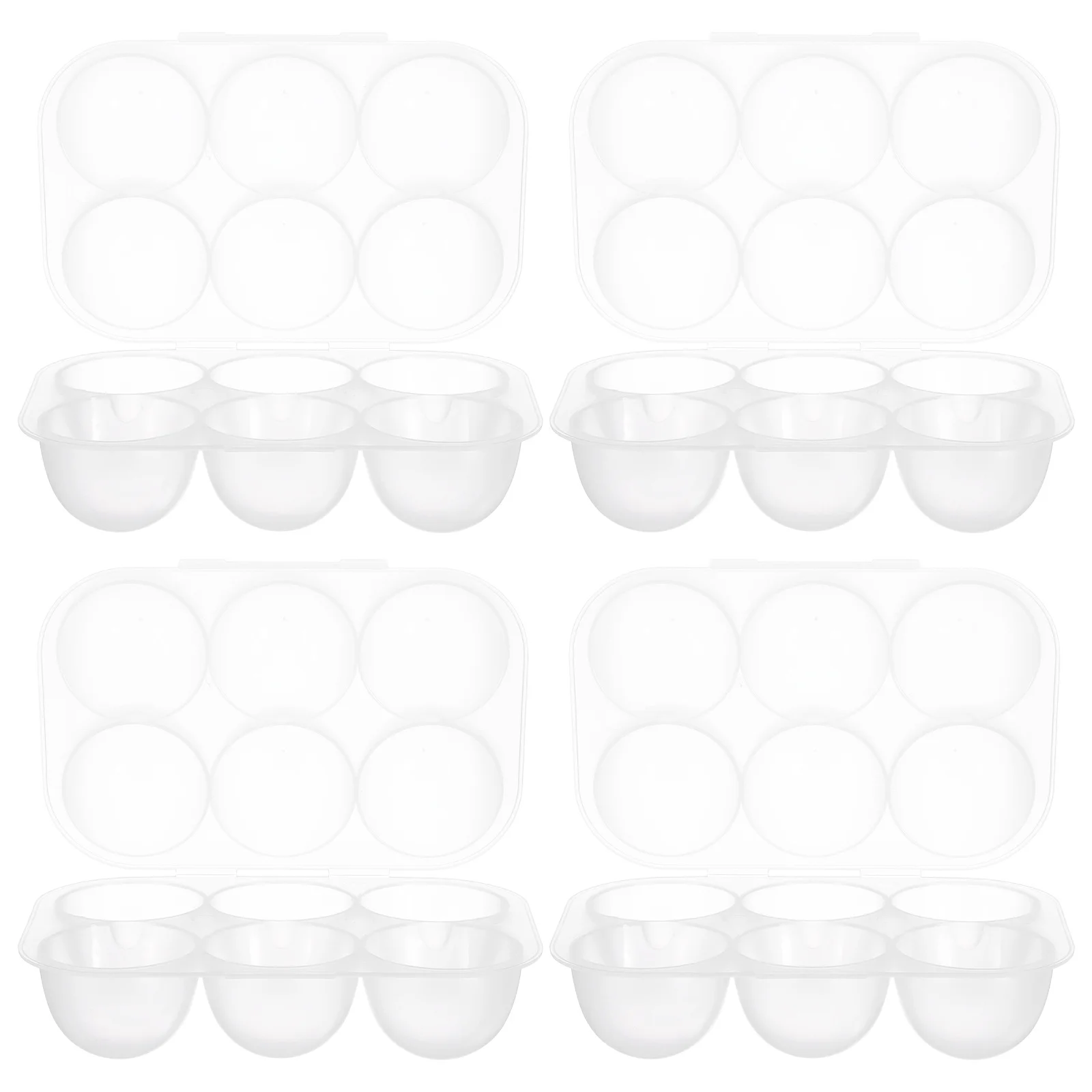 

4pcs Freshness Box 6-Grid Transparent Reusable Plastic Holder For Fridge Camping Picnic Portable Storage Container Multi-Grid