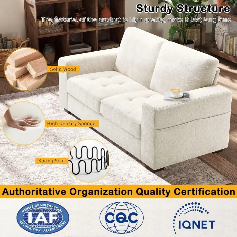 Loveseat Sofa for Living Room, Modern Comfy Sofa with Medium Firm Seat Cushion, Removable Cover,Wide Armrest,USB/Type-C Port,Che