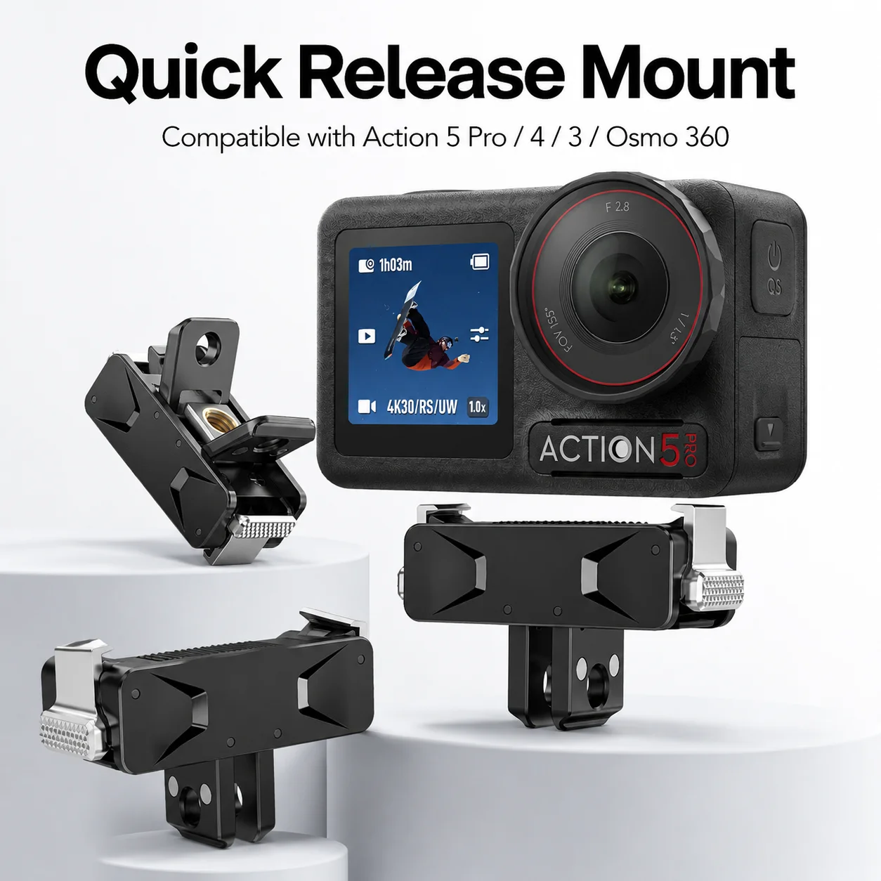 Schnellverschluss-Magnetadapterhalterung für DJI OSMO Action 3 4 5 Pro OSMO 360 1/4 Schrauben-Sportkamera-Halterung Zubehör