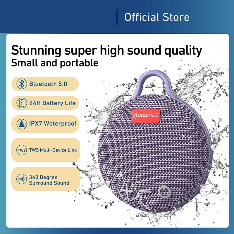 To M15 Outdoor Portable Wireless Bluetooth Speaker Better Bass 24-Hour Playtime IPX7 Water Resistance Shock Resistance