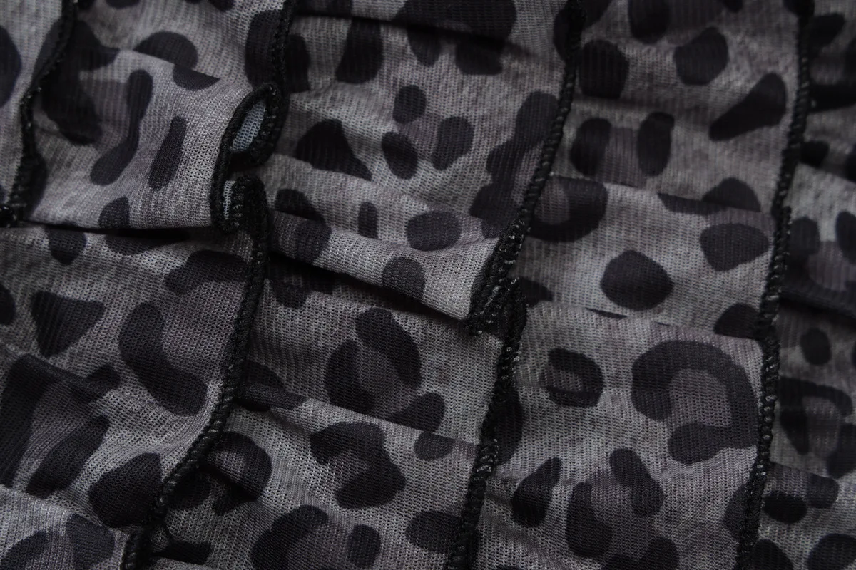 2025 Summer Leopard Print 2 Piece Set Women Sexy Lace Patchwork Strapless Crop Tops + Cascading Ruffles Shorts Clubwear Suits