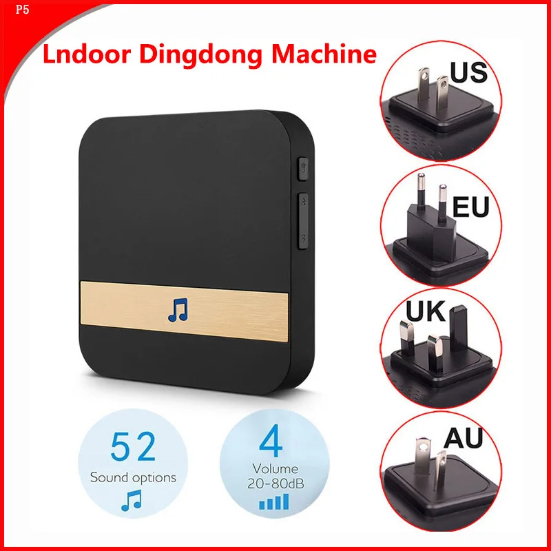 Bell Receiver 10-110dB 433MHz Wireless Wifi Smart Video Doorbell Chime Music Receiver Home Security Indoor Intercom Door