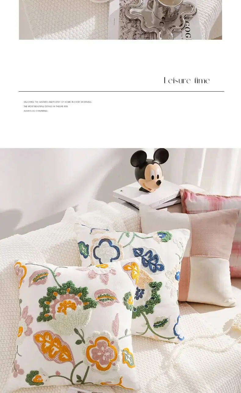 Boho Blumenbestickte Kissenbezüge, superweiche, getuftete Plüsch-Dekokissenhüllen für Sofa, Bett, Wohnzimmer, Heimdekoration – Detail 15