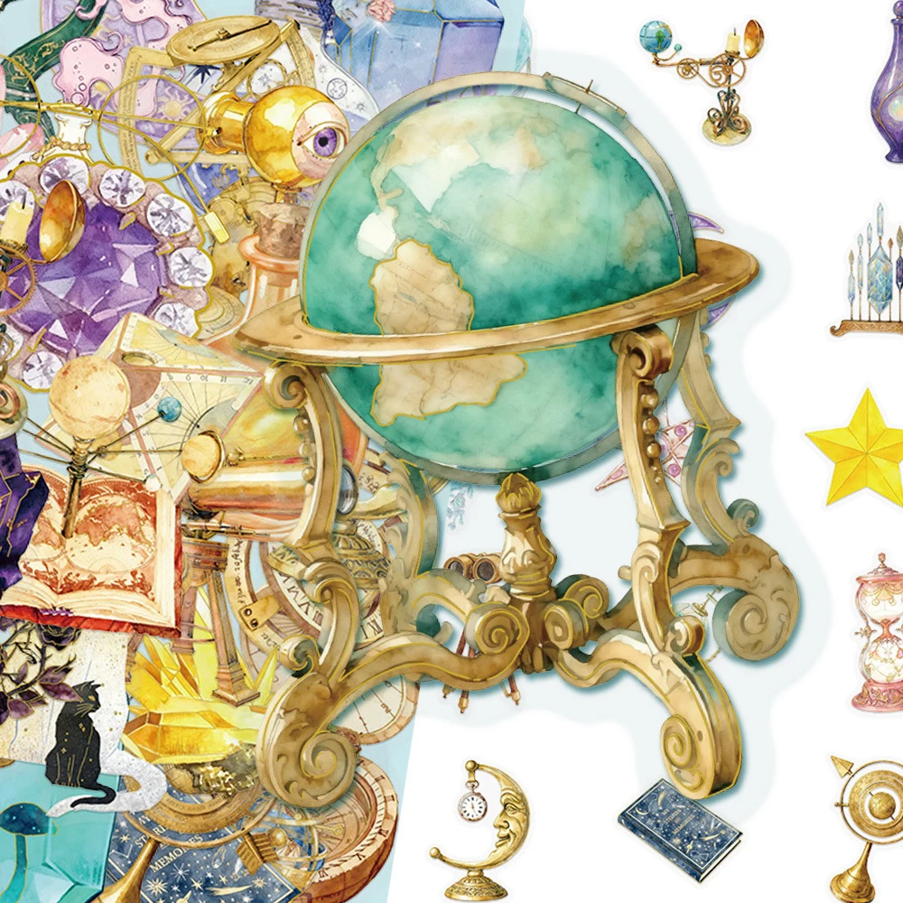 

10/30/50pcs Retro Cartoon Stargazing Magic Planet Graffiti Stickers Cool Decals for Notebook Guitar Phone Aesthetic Sticker Pack