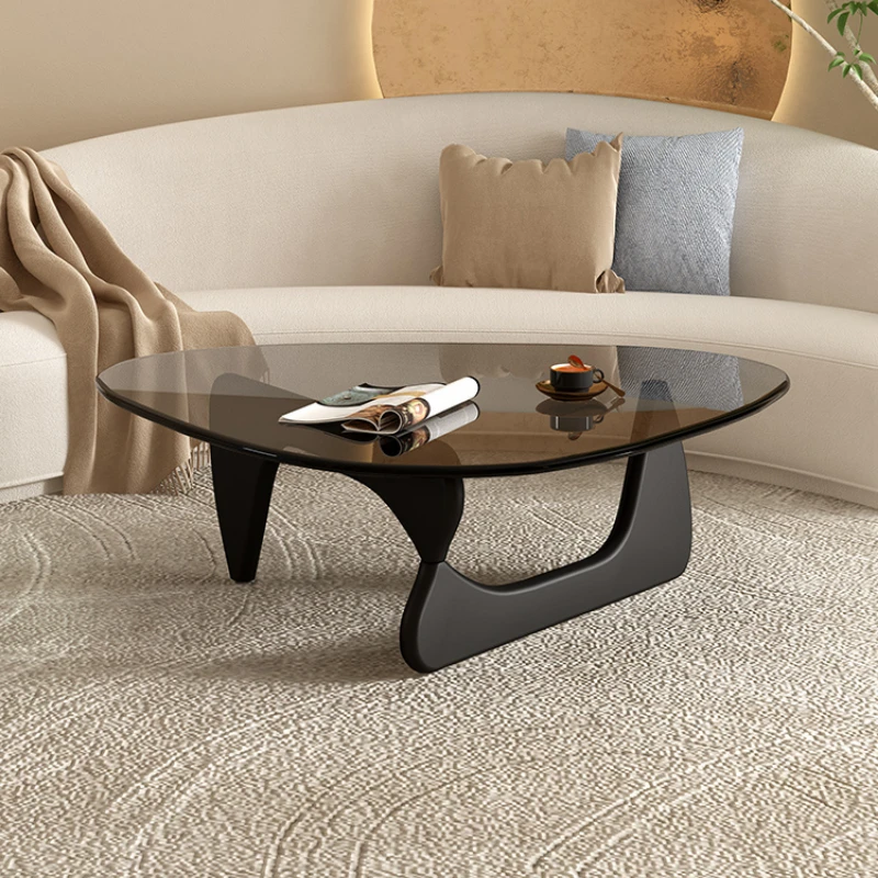 ~Glass coffee table, small living room, simple Nordic minimalist, Isamu Noguchi creative round tea table