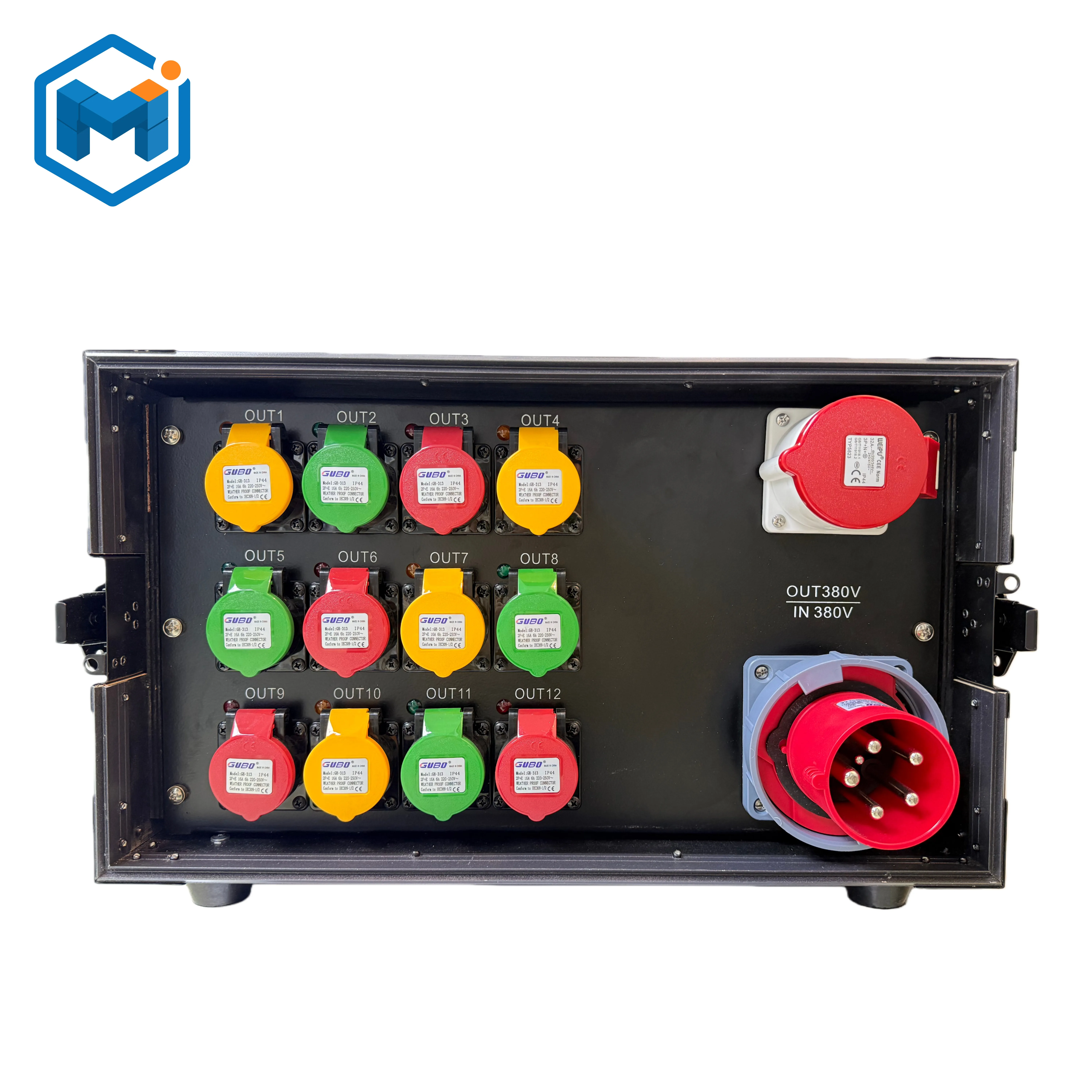 Manchange 12CH Output Power Distribution Box Aluminium Alloy Shell 63A Rated Current Stage & Event Power Rack