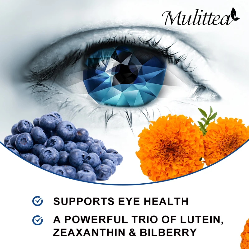 Mulittea Lutein Zeaxanthin Extract ช่วย Vision สุขภาพบรรเทาความเมื่อยล้าและสนับสนุนสุขภาพตาปกป้องสายตาตาแห้ง