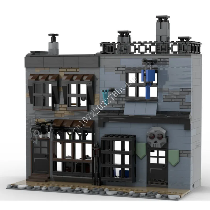 702-teiliges Indelible & Trackleshanks Schlosser-MOC Kreatives Straßenansicht-Modell Baustein-Set DIY Geburtstagsgeschenk Lernspielzeug Montagemodell