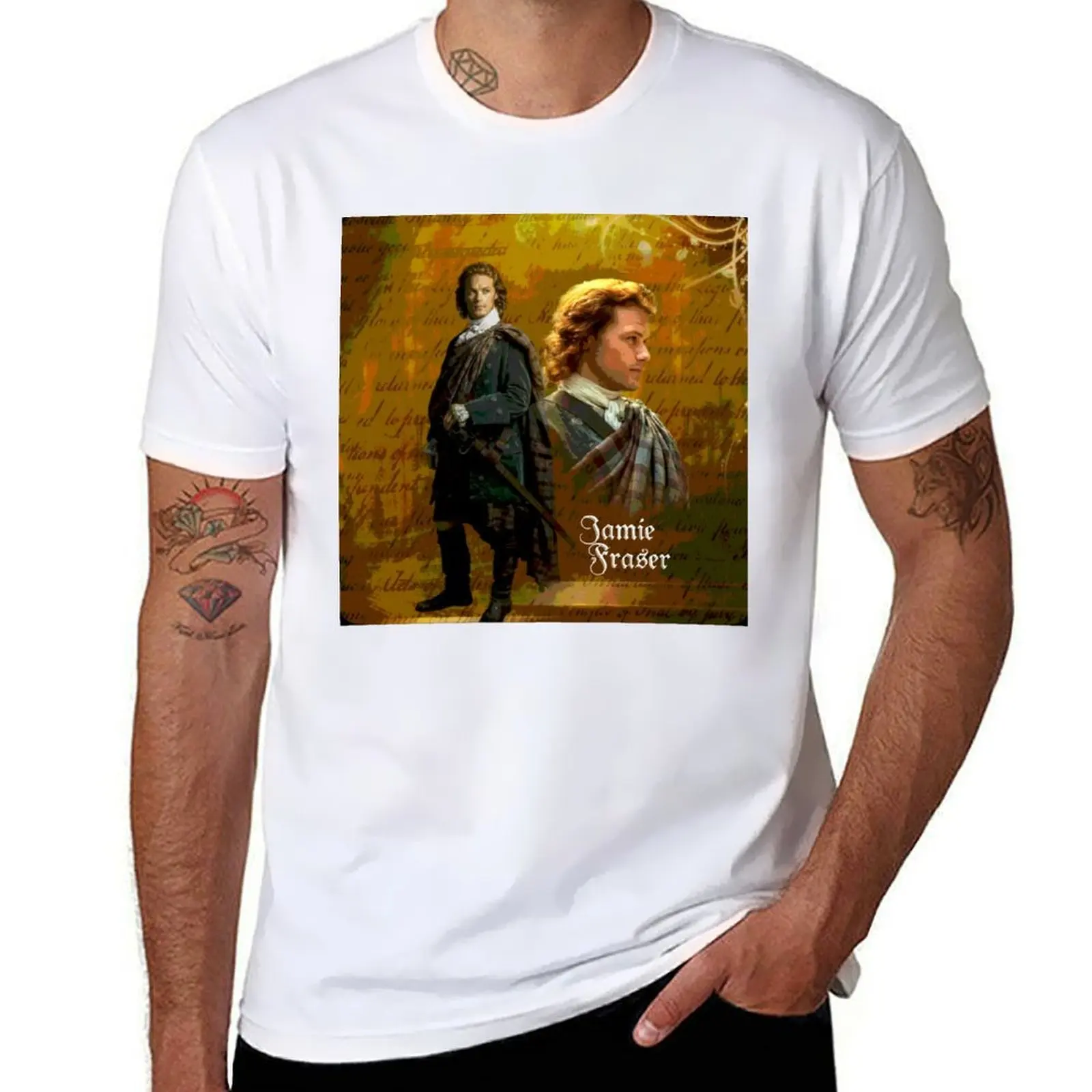 

heavy T-Shirt shirt t shirts for man cotton cotton Fraser/Outlander Jamie t man tshirt soft 100% cotton