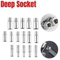 1PC 3/8inch Deep Socket Adapter Hex Socket Wrench Heads Ratchet Tool 8-24mm For Drivers Socket Wrenches Hexagonal Long Sleeve