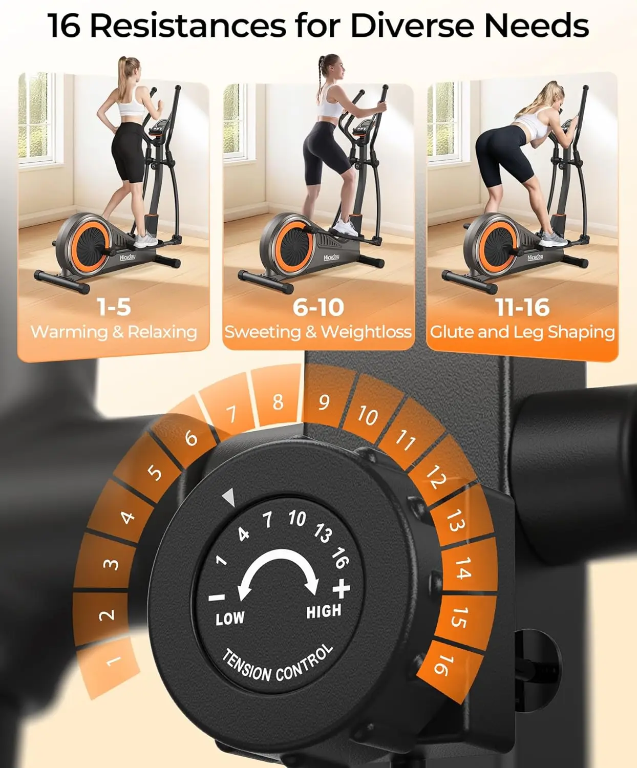 Elliptical Machine, Elliptical Exercise Machine for Home with Hyper-Quiet Magnetic Driving System, Elliptical Trainer