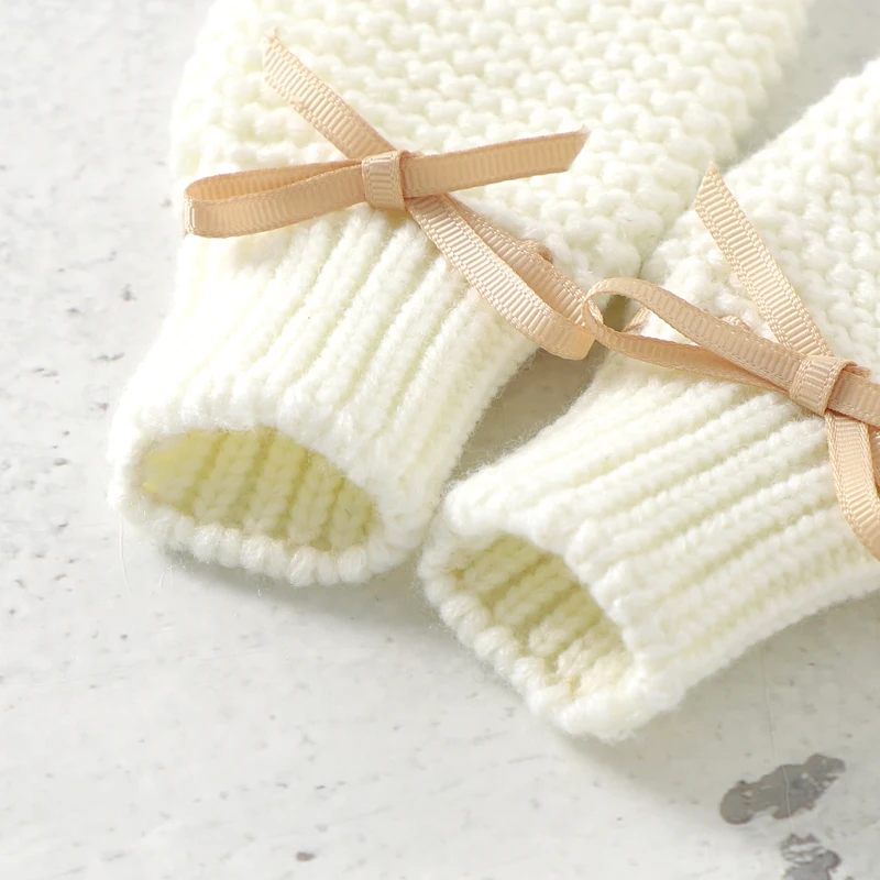 Newborn Baby Shoes Gloves Set Handmade Infant Boy Girl Boots Mittens Knitted Fashion Bow Toddler Kid Clothing Accessories 0-18M