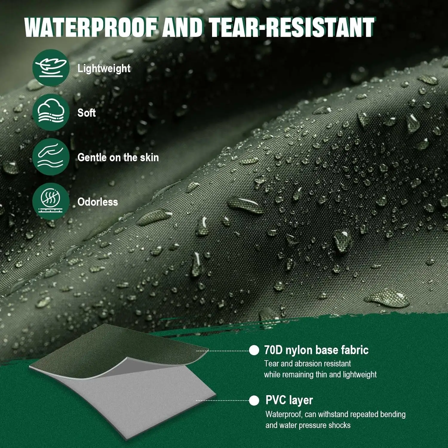 Goture - Vadeadores de Pesca de Nylon y PVC de 2 Capas con Botas, Impermeables, para Hombre y Mujer, Juego Completo con Bolsa para Teléfono y Kit de Reparación - imagen 4