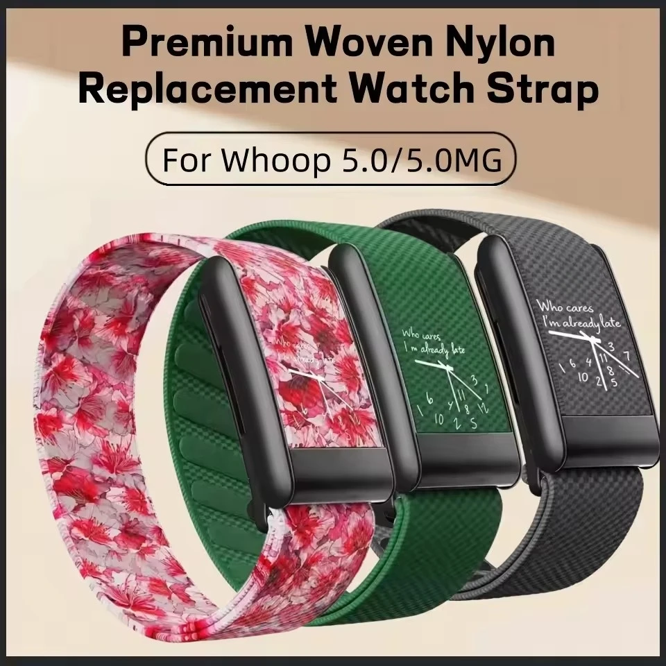Premium Woven Nylon Replacement Watch Strap For Whoop 5.0/5.0MG Printed Design Metal Frame Sport Fitness Tracker Wristband